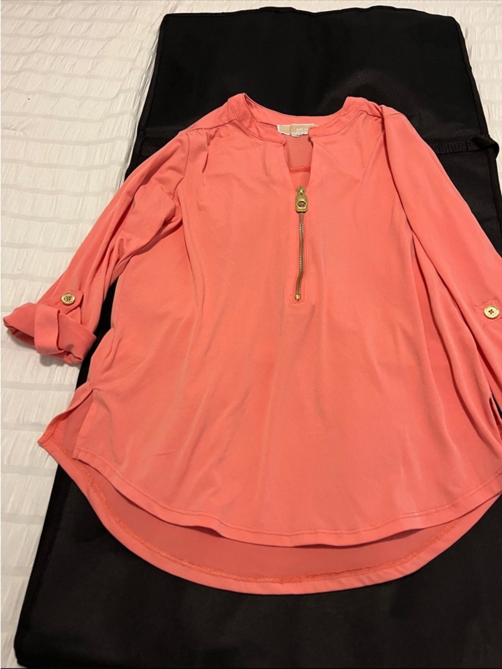 Michael Kors Coral Pink Zip-Front Tunic Top